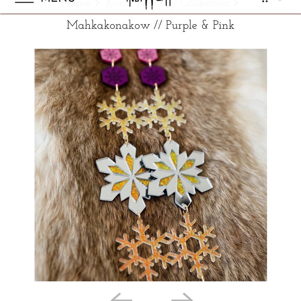 Indi City MAHKAKONAKOW Purple and Pink holiday statement earrings - Picture 9 of 17